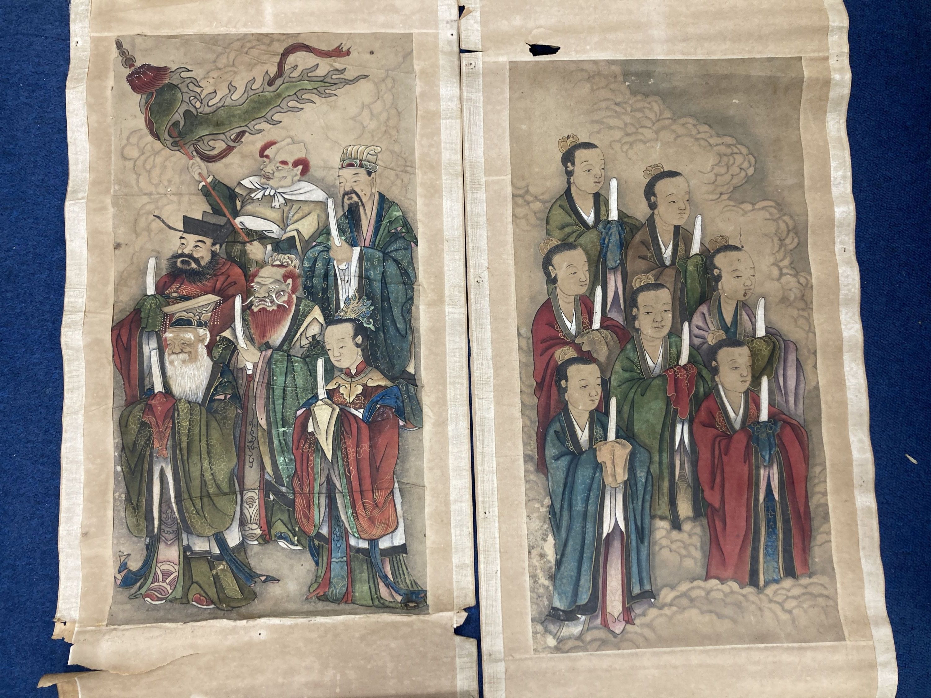 A set of ten Chinese scroll paintings on paper of immortals, early 20th century,